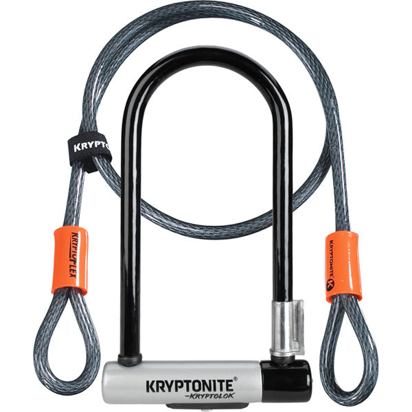 Kryptonite bike lock with cable on a white background