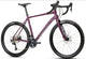 A purple drop-bar bicycle with black tires, saddle, handlebars, and drivetrain components, shown from a side profile on a white background.