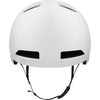 White helmet with black straps on a white background