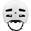 White helmet with black straps on a white background