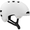 White helmet with black straps on a white background