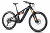 black full suspension E-mountain bike on white background