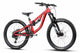 Red, kids full suspension mountain-bike on white background