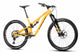 Yellow full suspension mountain bike on white background