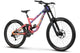 Mountain bike with colorful frame and black tires on a white background