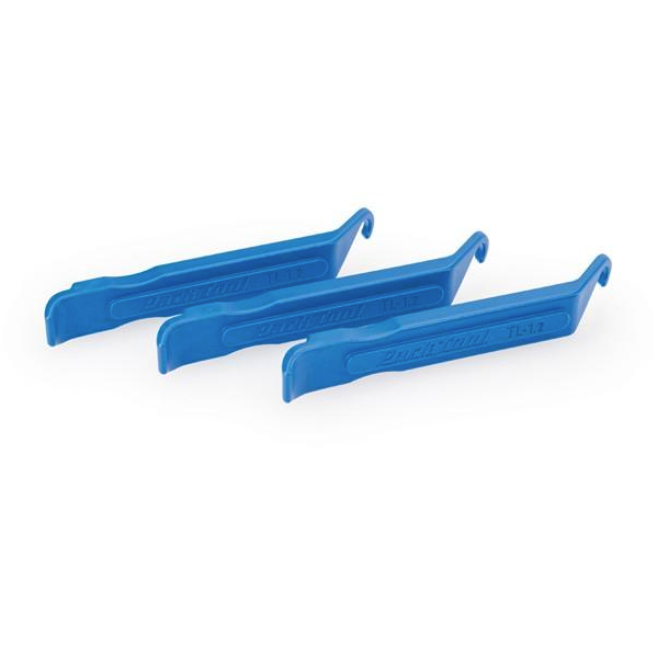 Two blue plastic tools on a white background