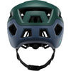 Green and blue helmet with a brand logo on a white background