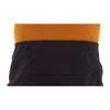 Black shorts with an orange top section on a white background