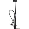 Black floor bike pump with hose on a white background