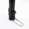 Black bicycle pump with metal valve on a white background